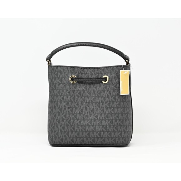 MICHAEL KORS SURI Small Logo Bucket Crossbody Black Signature Canvas NWT $398 - Picture 4 of 12